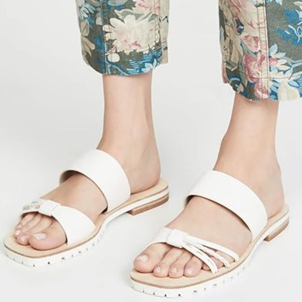 Botkier Moira Leather Slide Sandals Color: Coconut Size: 6